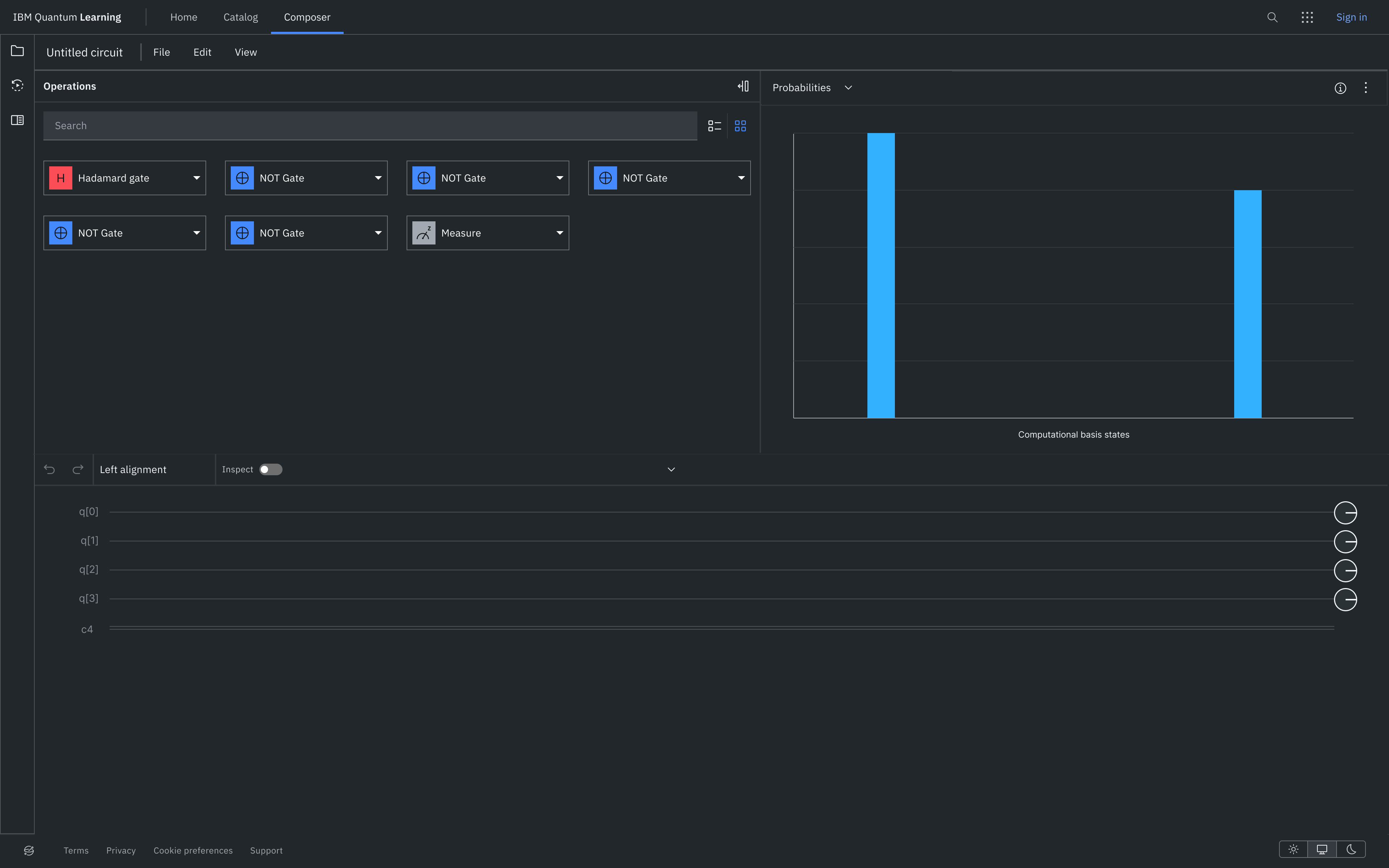 Basic Mode circuit builder from the IBM Quantum Composer redesign